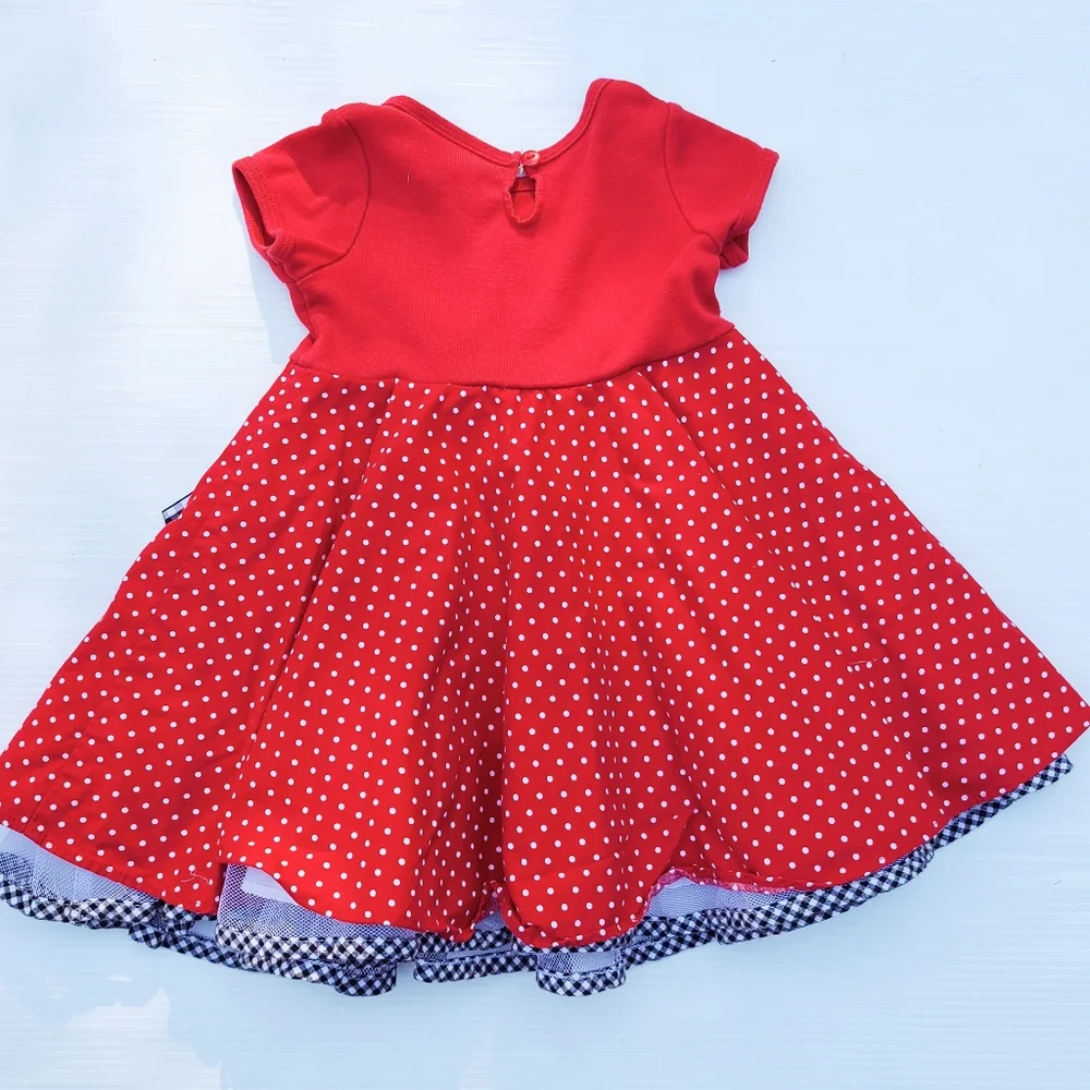 RARE TOO girls red polkadot puppy applique twirl dress